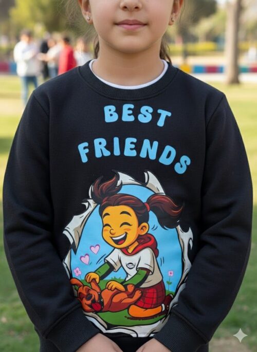 "Best Friends" Kids' Graphic Sweatshirt – Classic Black